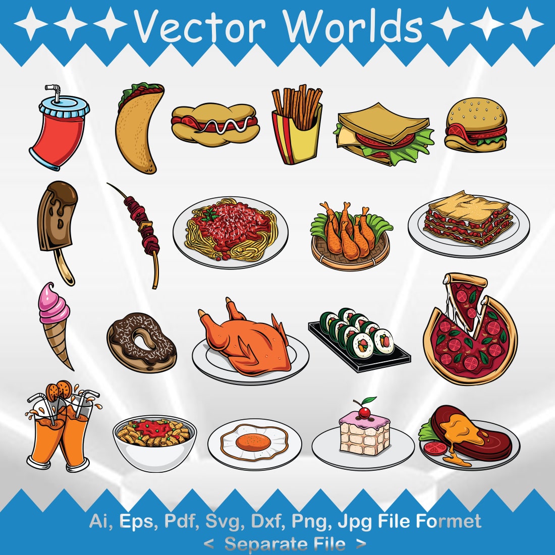 Food Cartoon SVG Vector Design preview image.