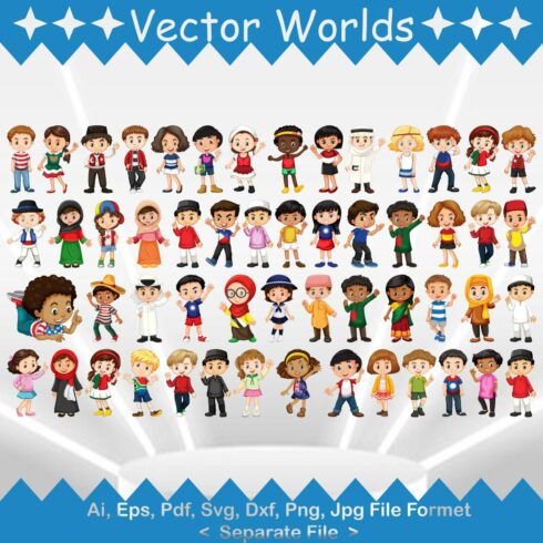 Kids Character SVG Vector Design cover image.