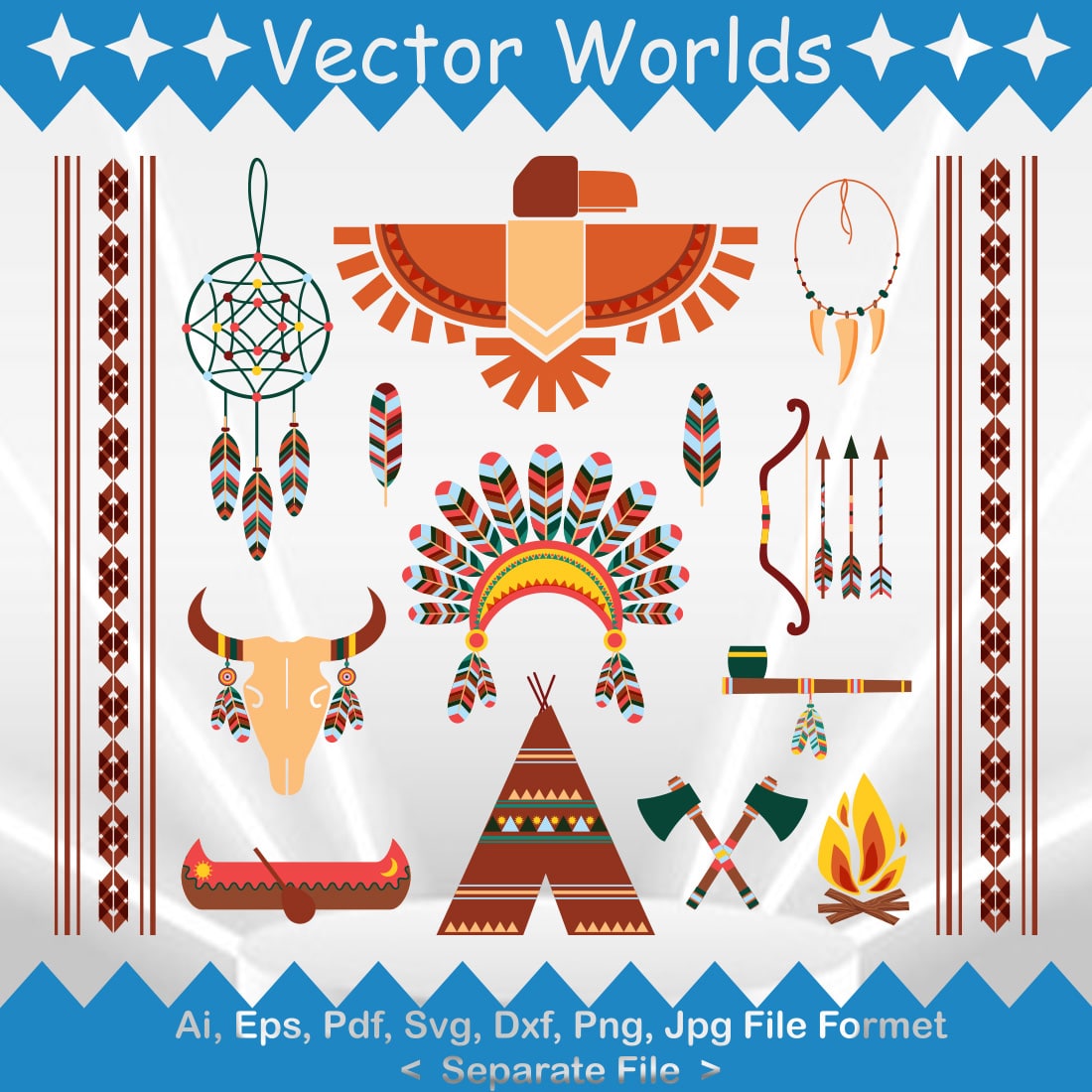 Primitive Ethnic Ornaments SVG Vector Design preview image.