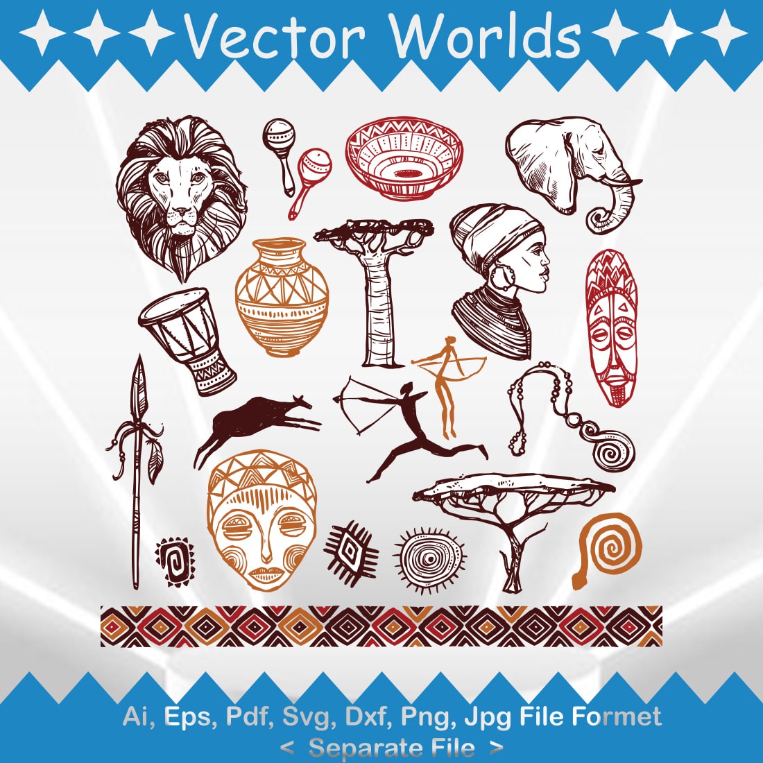 Ethnic Ornament Africa SVG Vector Design preview image.