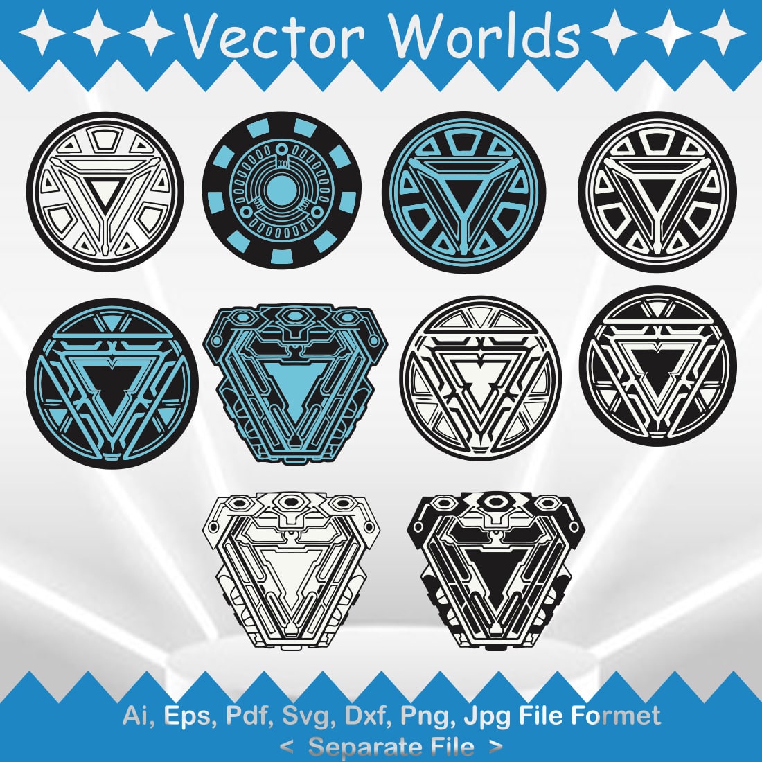 Arc Reactor Evolution SVG Vector Design preview image.