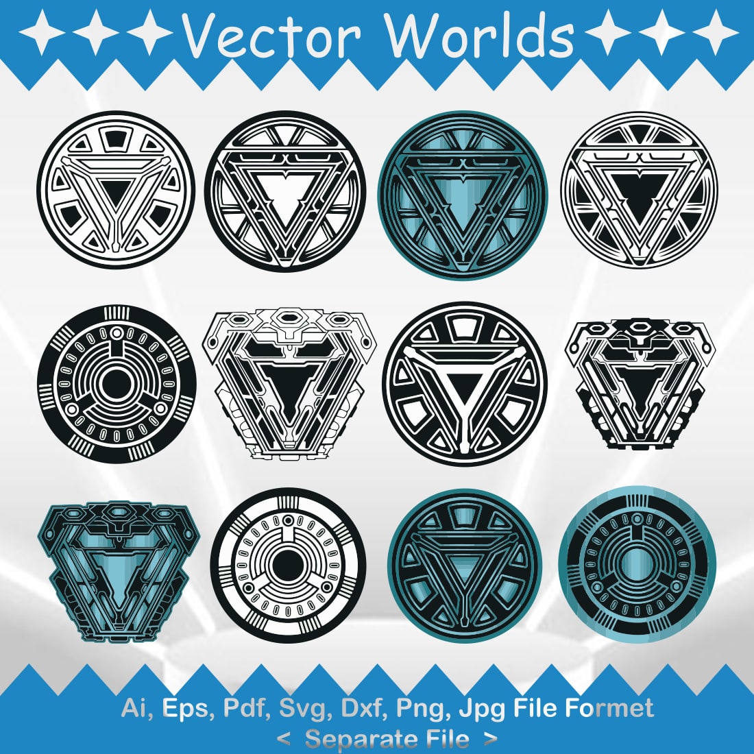 Arc Reactor Evolution SVG Vector Design preview image.