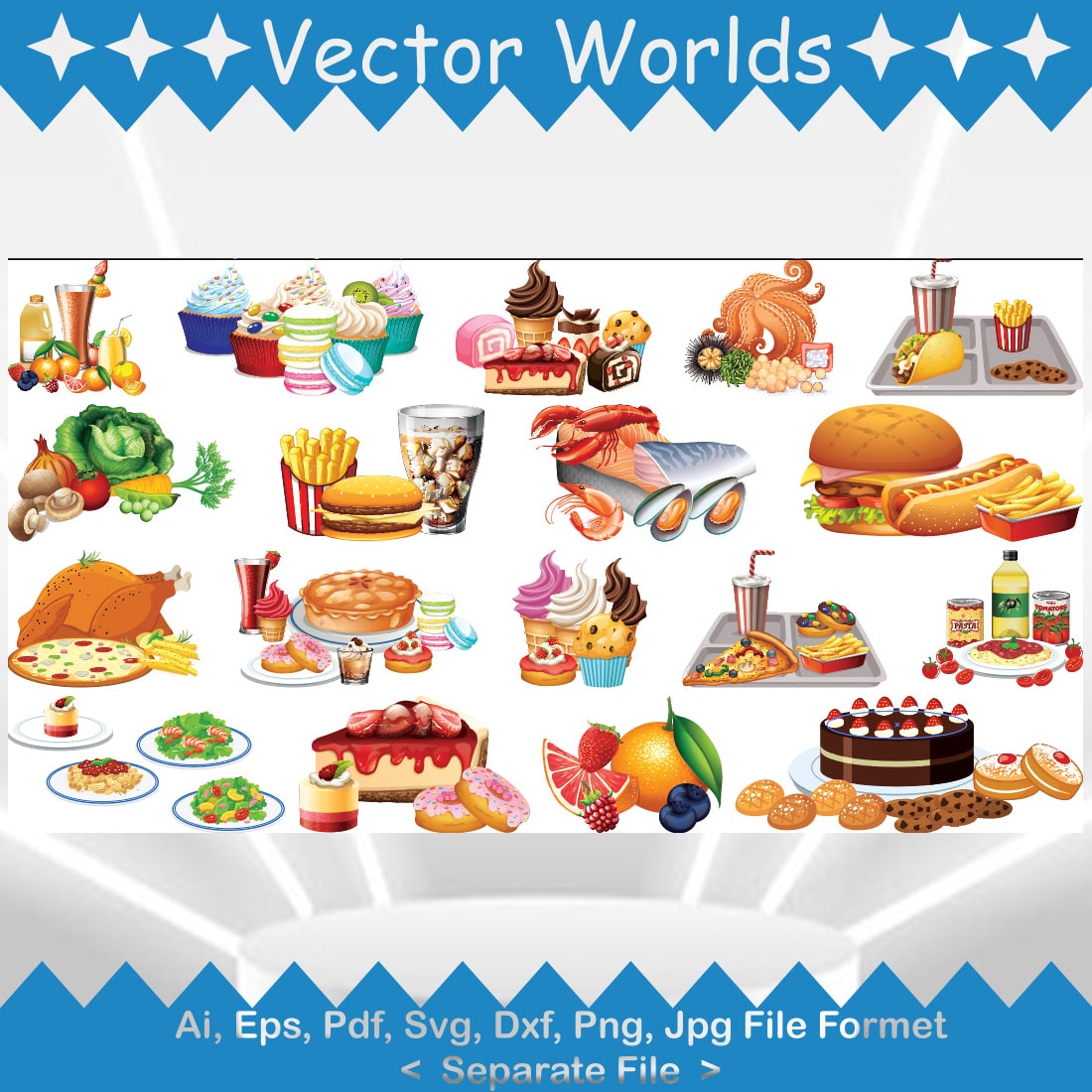 Food Cartoon SVG Vector Design cover image.