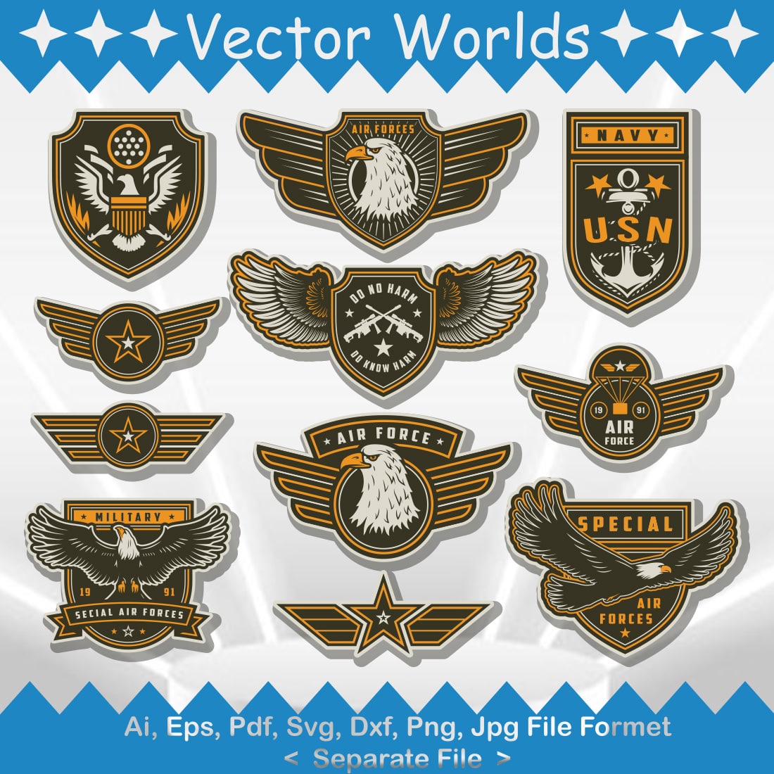 United States Army Badge SVG Vector Design preview image.