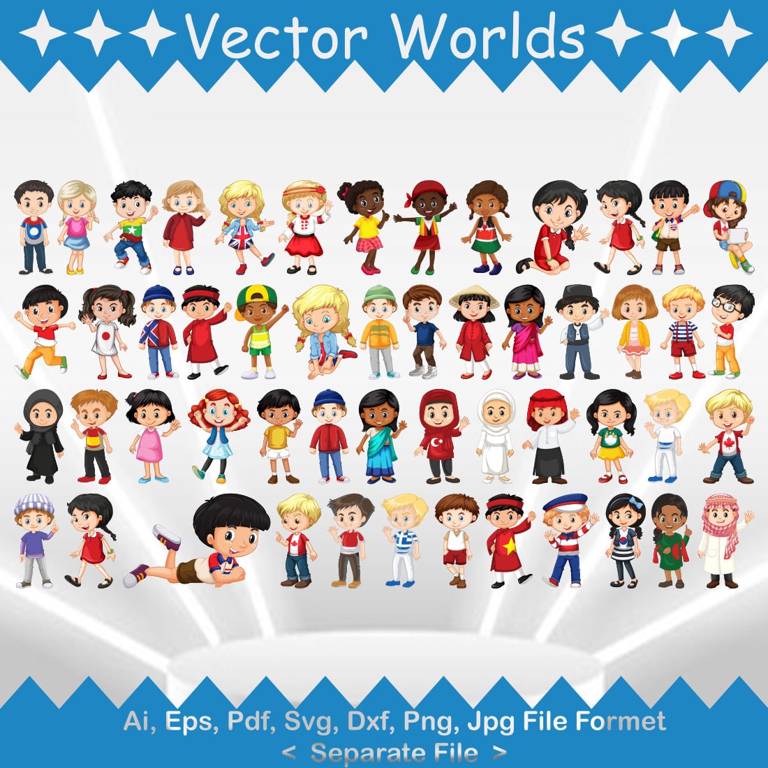 Kids Character SVG Vector Design preview image.
