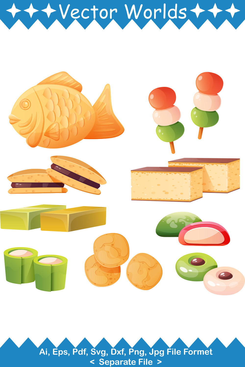 Japanese Sweets SVG Vector Design pinterest preview image.