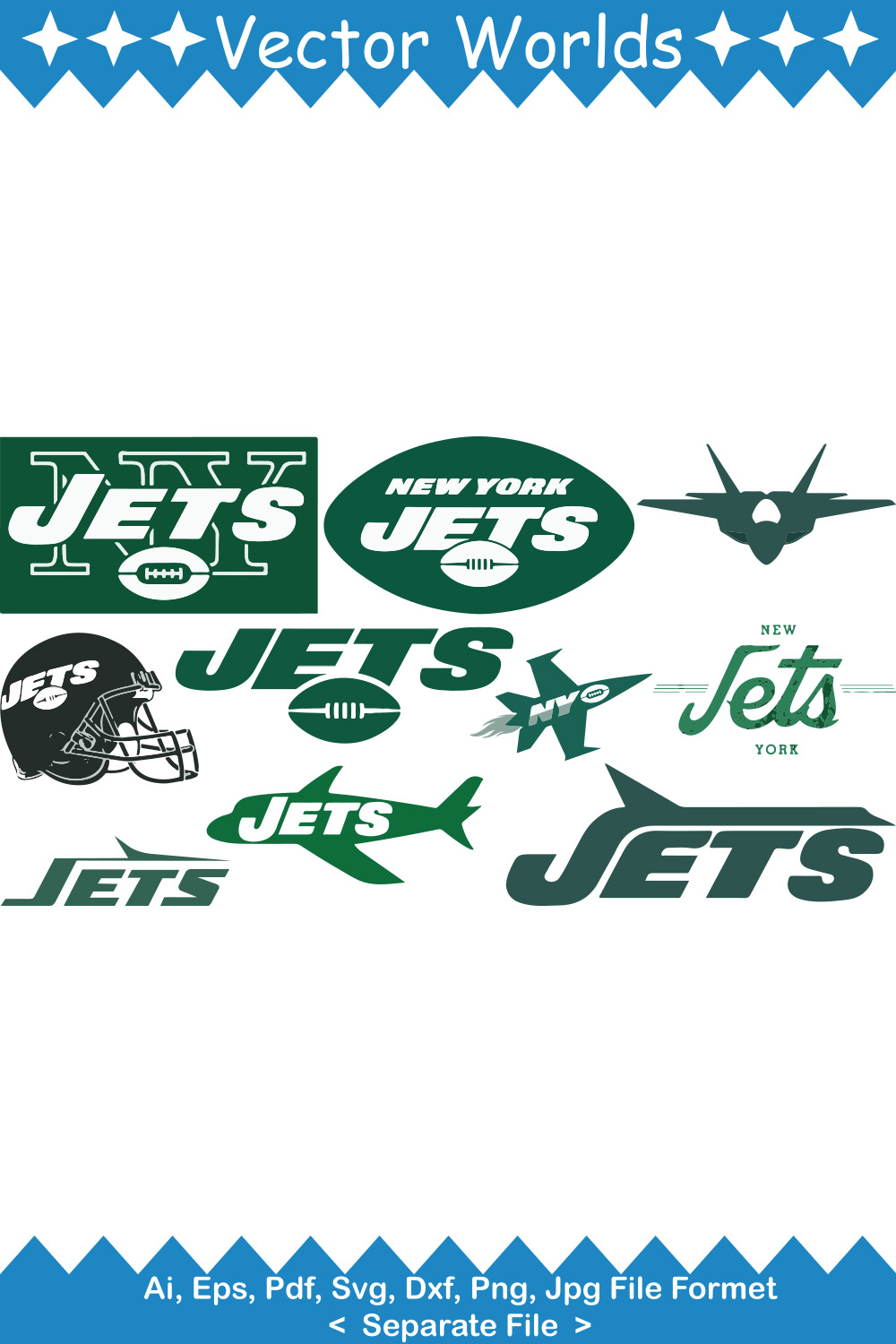 New York Jets Logo SVG Vector Design pinterest preview image.