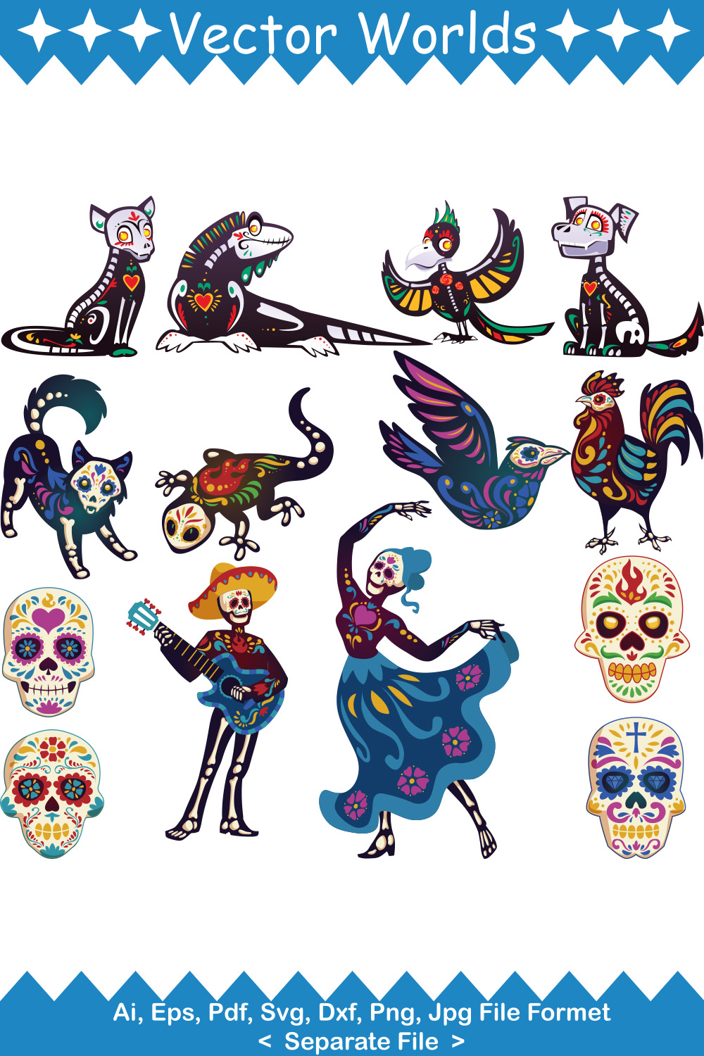 Day Of The Dead SVG Vector Design pinterest preview image.