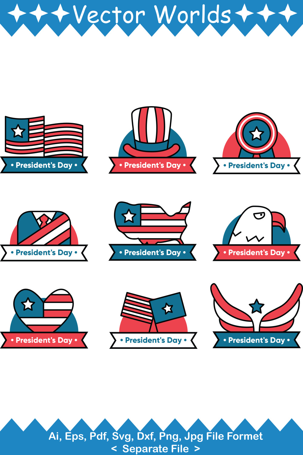 Presidents Day SVG Vector Design pinterest preview image.