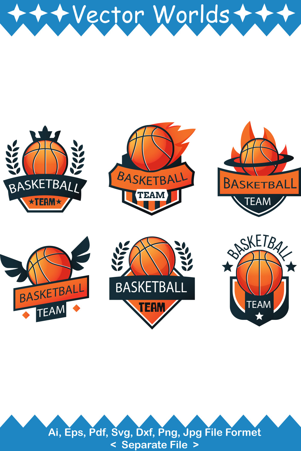 Basketball Logo SVG Vector Design pinterest preview image.