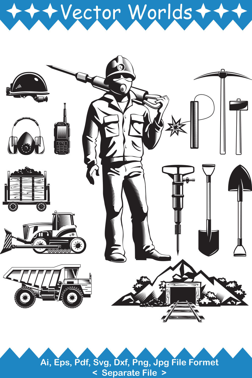 Mining Industry SVG Vector Design pinterest preview image.