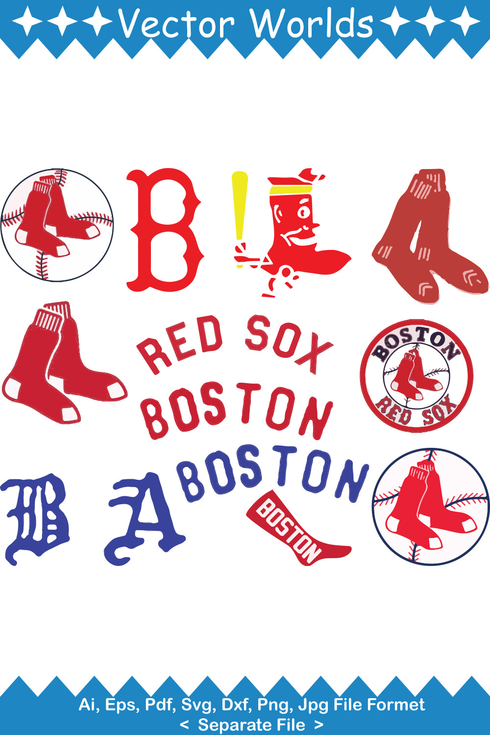 Boston Red Sox SVG Vector Design pinterest preview image.