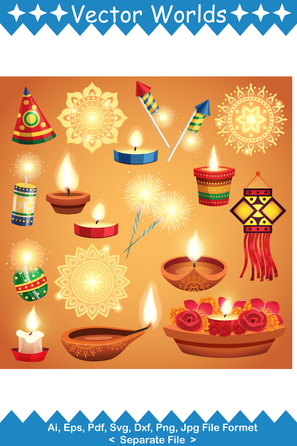 Colour Diwali SVG Vector Design pinterest preview image.