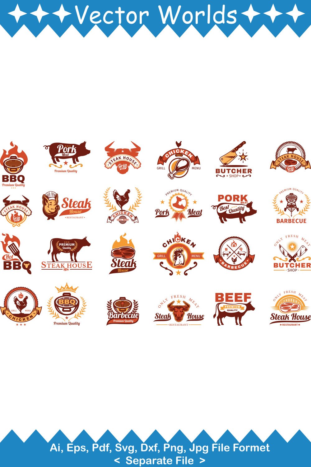 Grill Barbecue Badge SVG Vector Design pinterest preview image.
