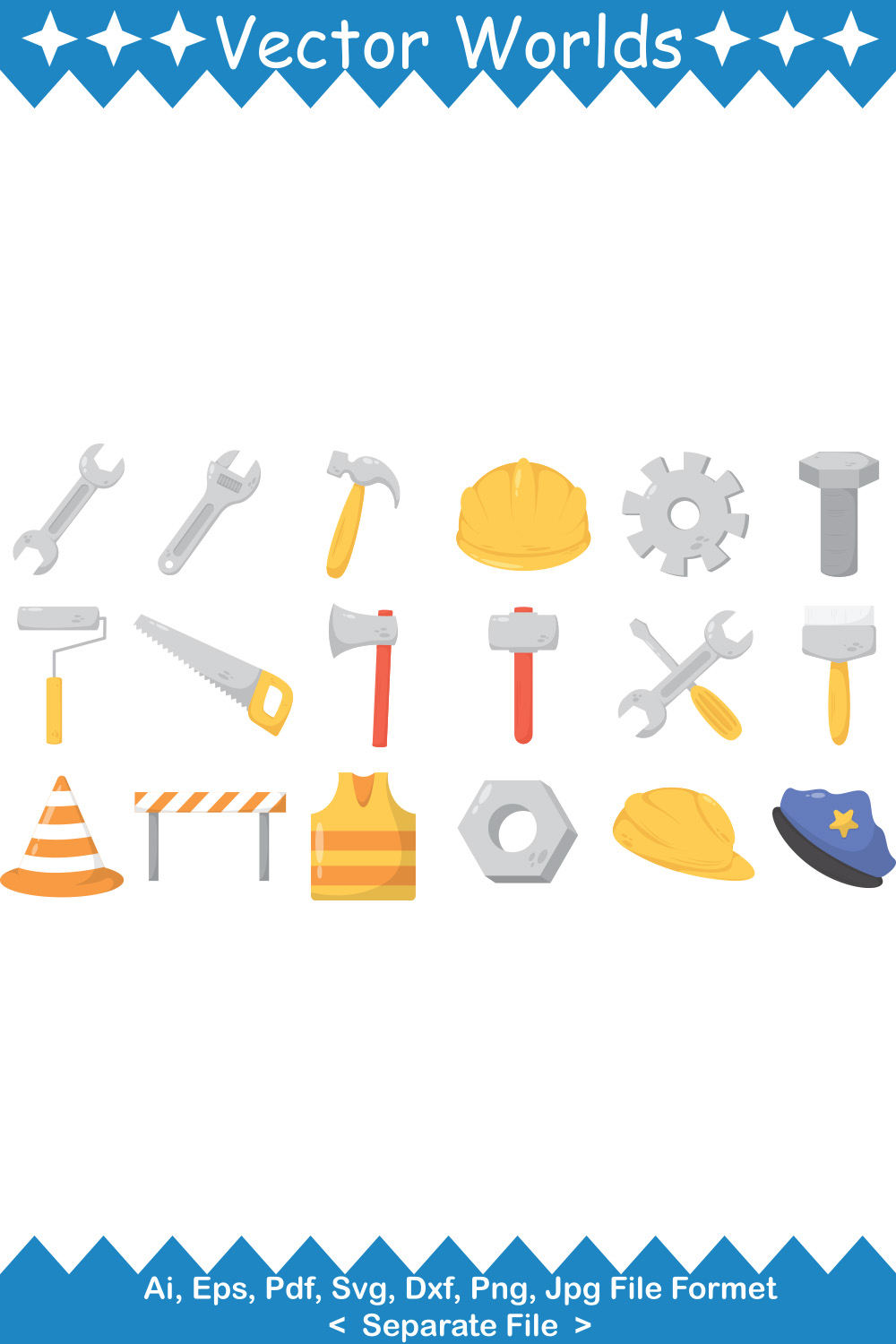 Labour Day Equipment SVG Vector Design pinterest preview image.