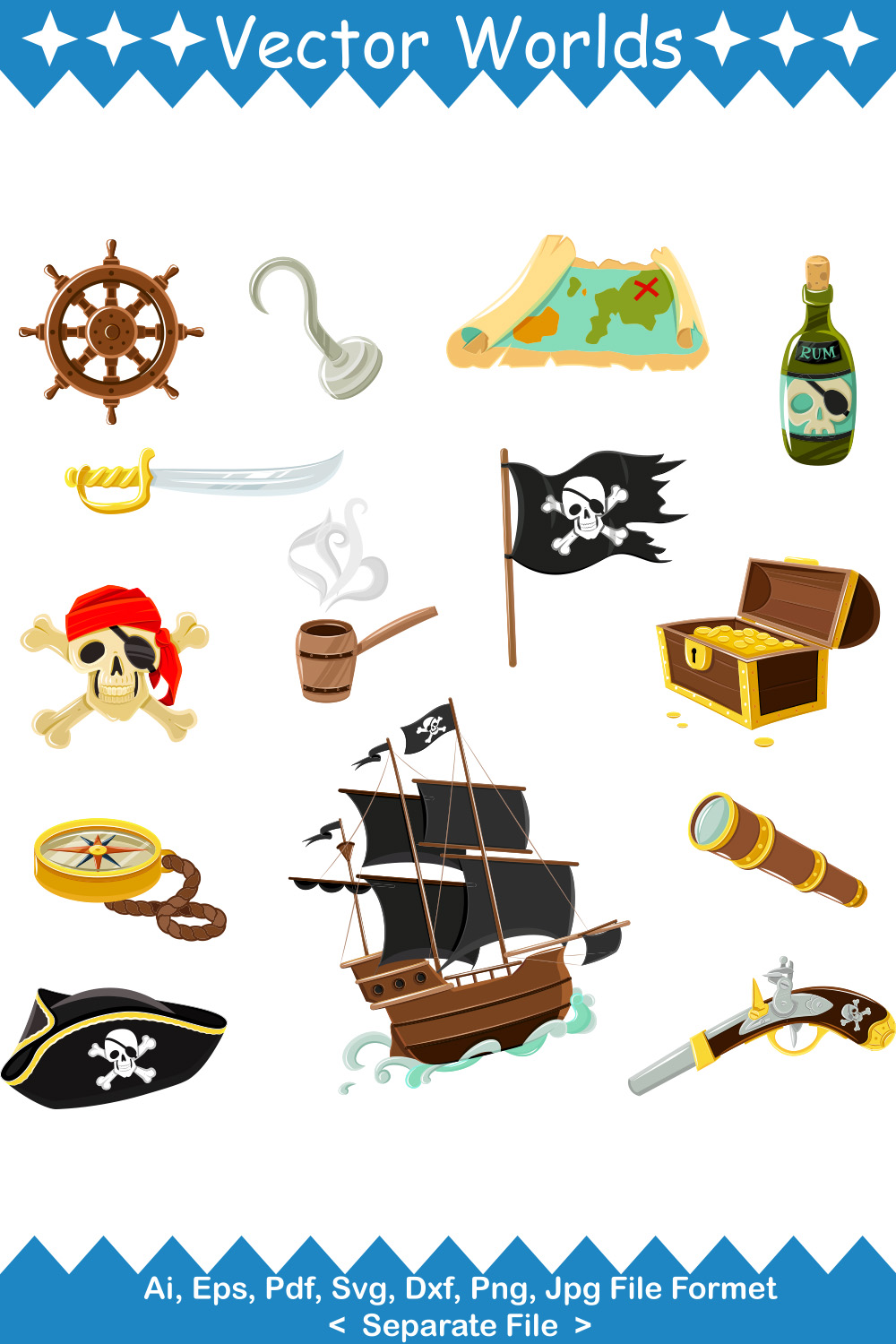 Pirate SVG Vector Design pinterest preview image.