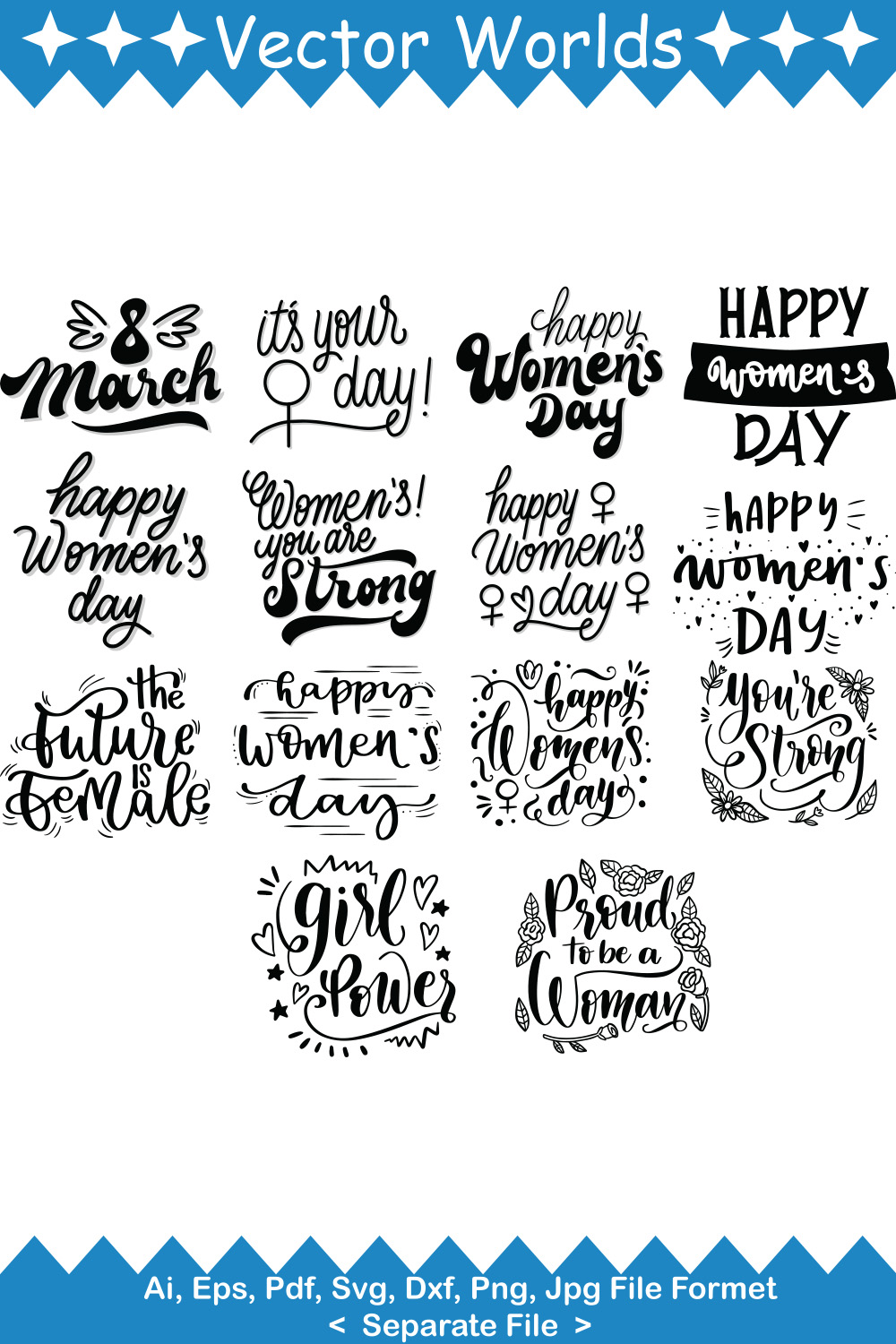 Happy women's Day SVG Vector Design pinterest preview image.