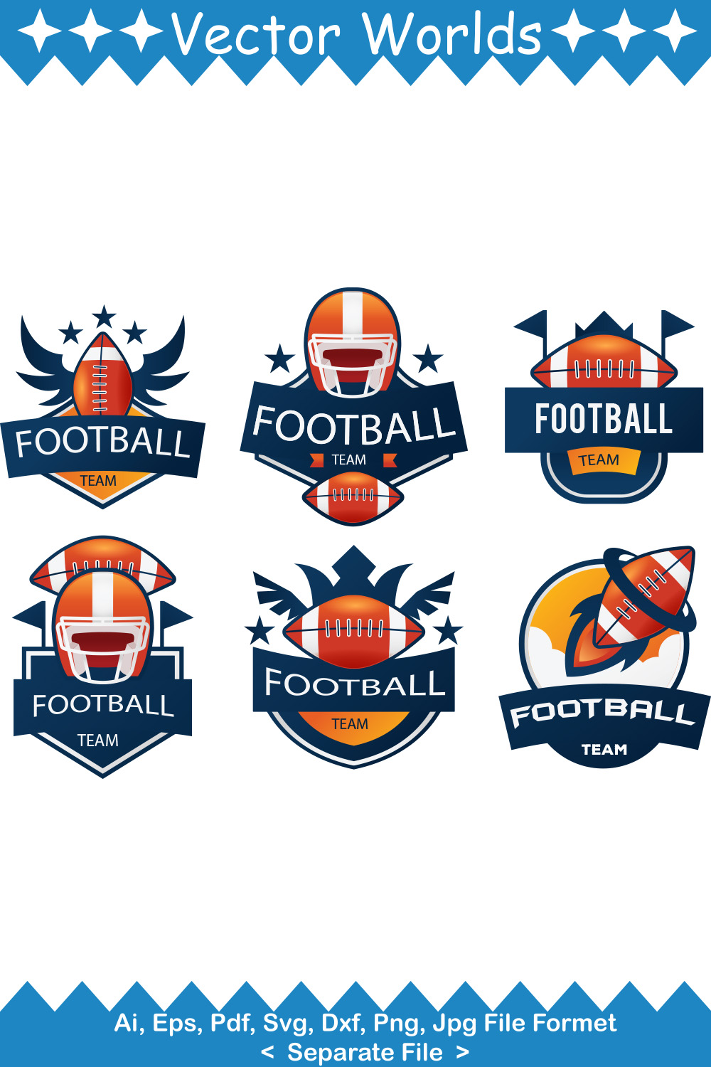 American Football Logo SVG Vector Design pinterest preview image.