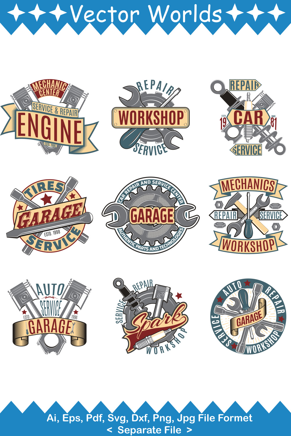 Garage Logo SVG Vector Design pinterest preview image.