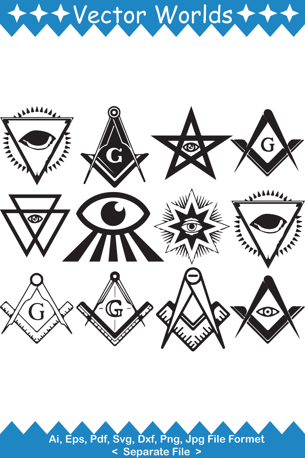 Masonic Eye Symbol SVG Vector Design pinterest preview image.