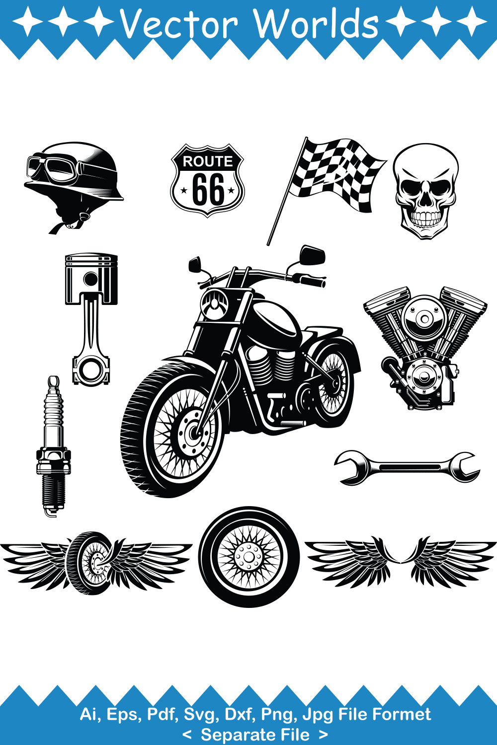 Motorcycle Element SVG Vector Design pinterest preview image.