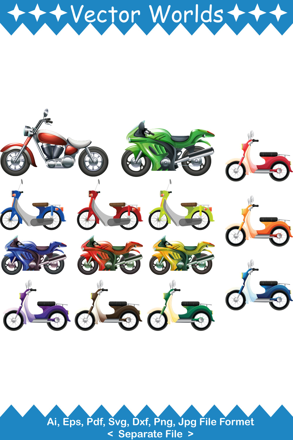Motor Cycle SVG Vector Design pinterest preview image.