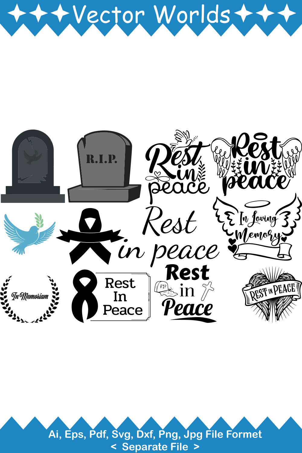 Rest In Peace SVG Vector Design pinterest preview image.
