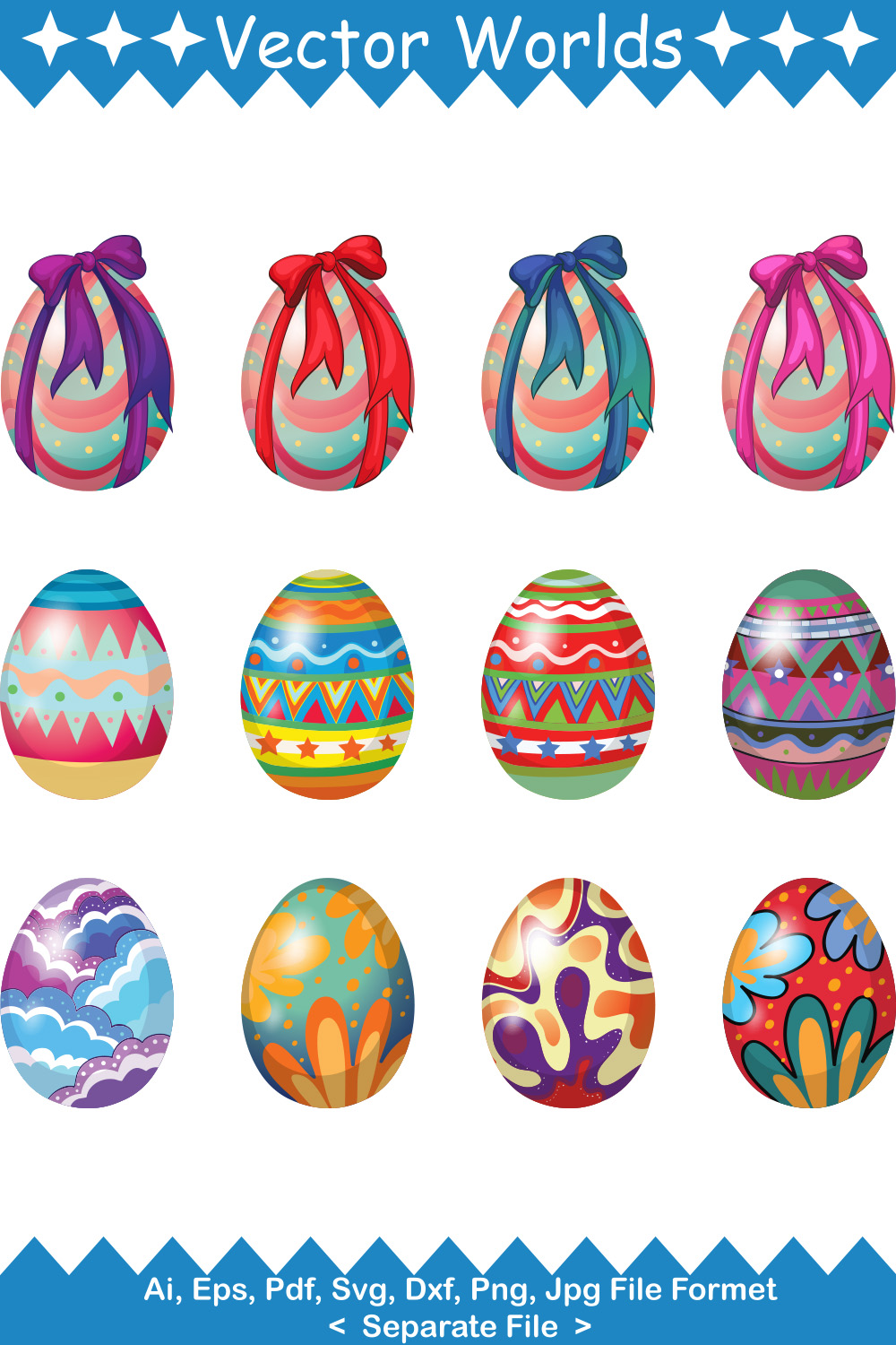 Colour Easter Eggs SVG Vector Design pinterest preview image.