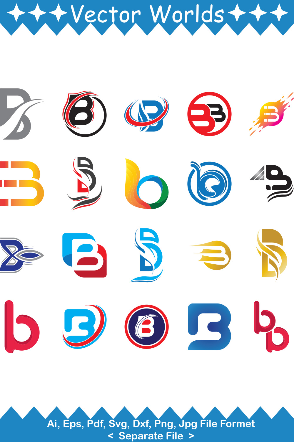 B Logo SVG Vector Design pinterest preview image.