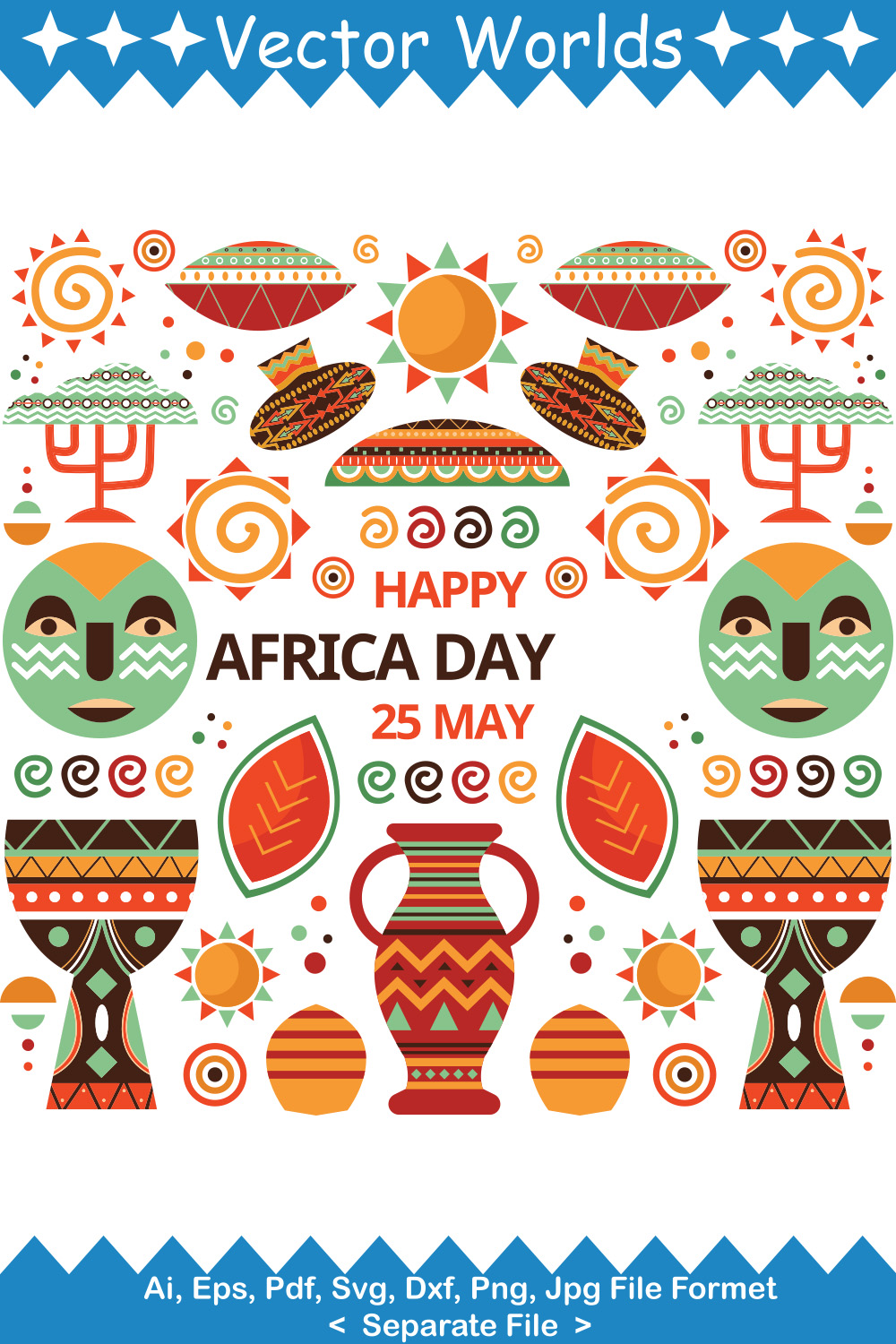 Ethnic Ornament Africa SVG Vector Design pinterest preview image.