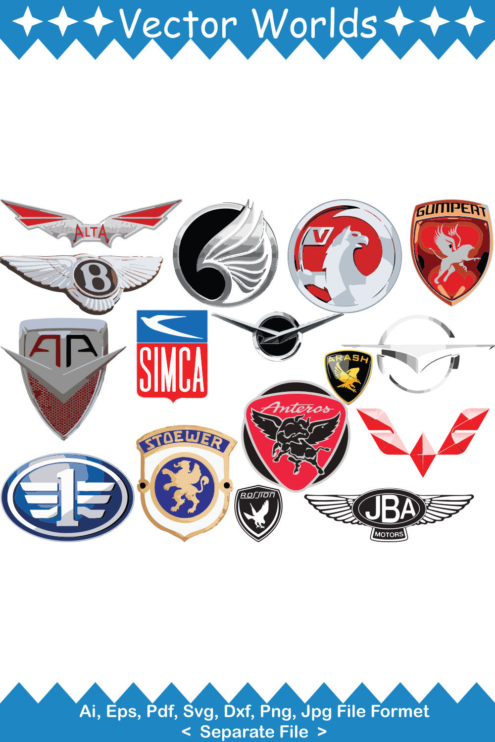 All Car Logos With Wings SVG Vector Design pinterest preview image.