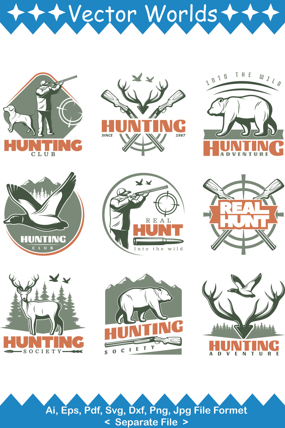 Hunting Logo SVG Vector Design pinterest preview image.