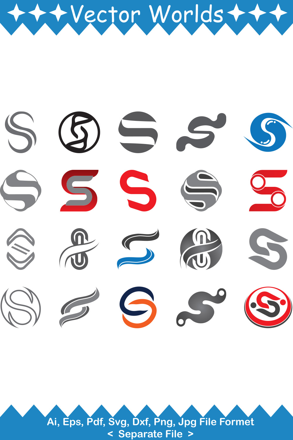 S Logo SVG Vector Design pinterest preview image.