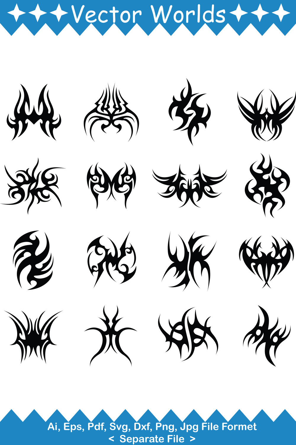 Tribal Tattoo SVG Vector Design pinterest preview image.