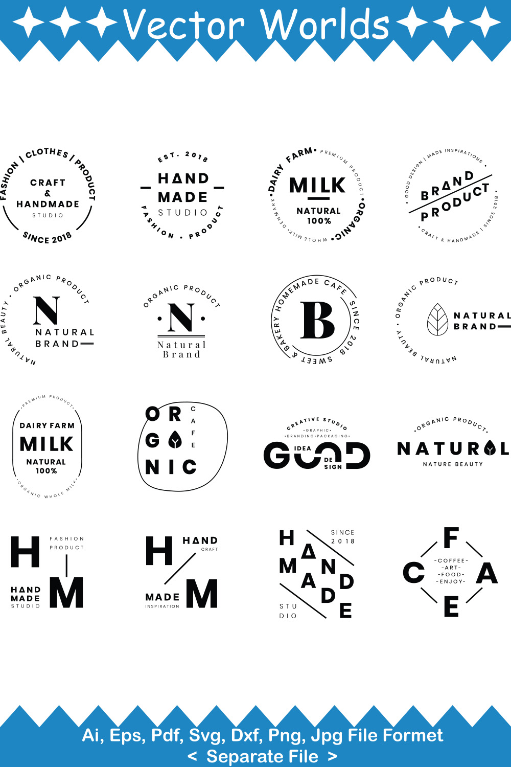 Typographic Logo SVG Vector Design pinterest preview image.