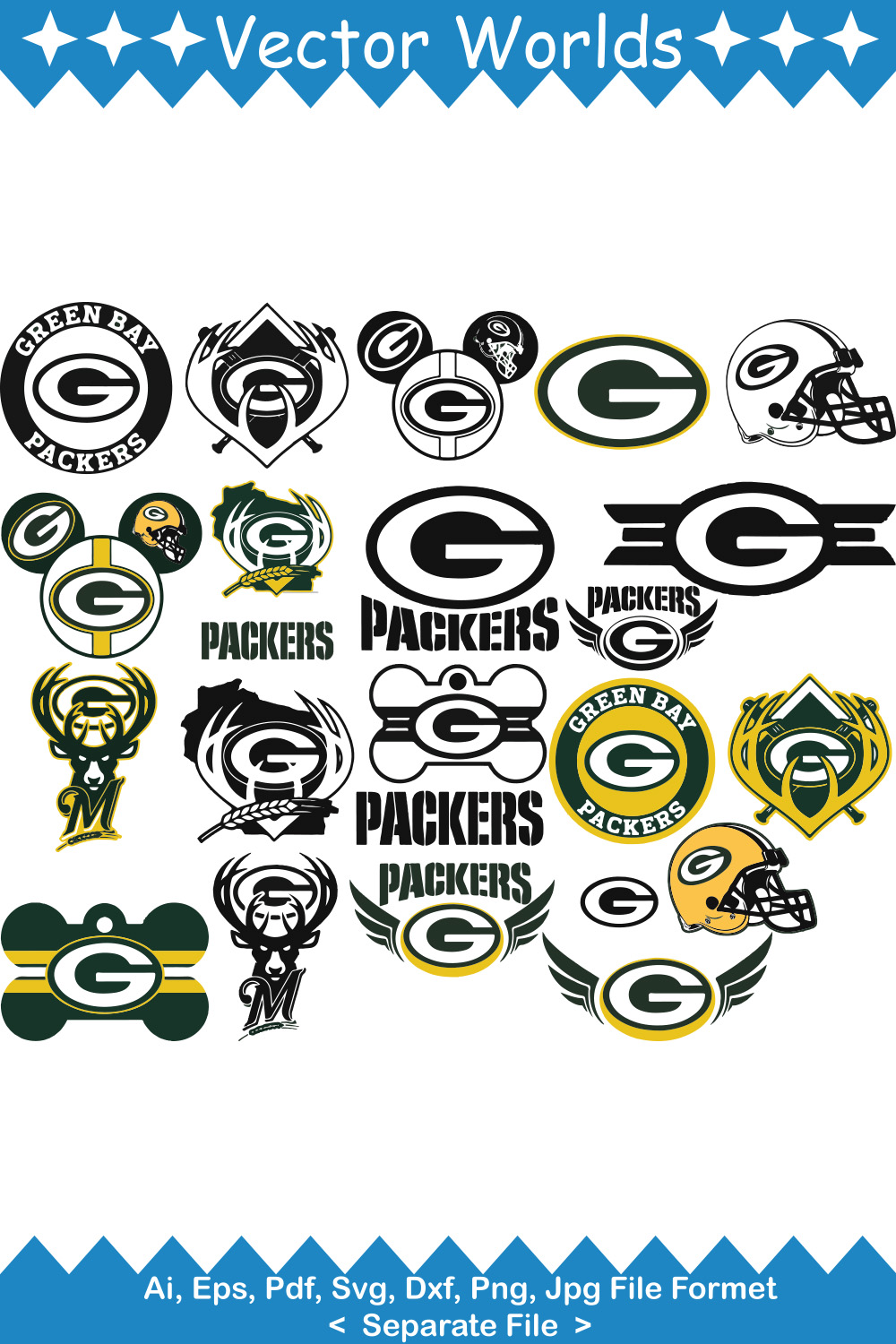 Green Bay Packers SVG Vector Design pinterest preview image.