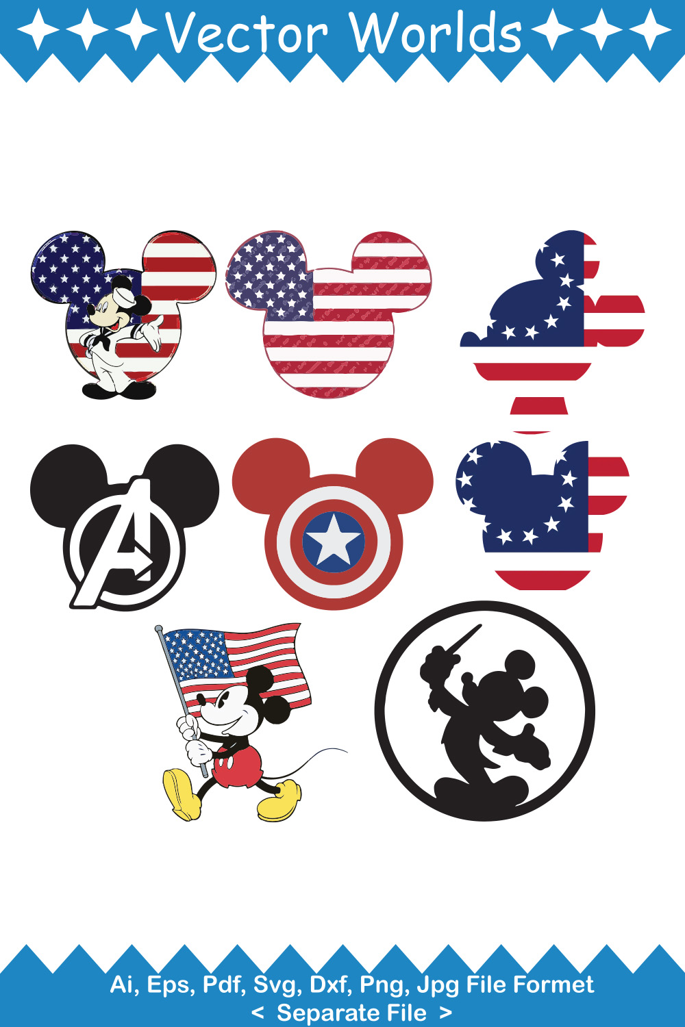 America Mickey SVG Vector Design pinterest preview image.