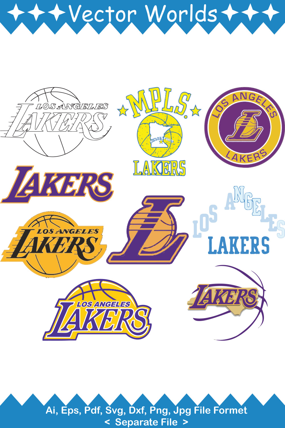 Lakers Logo SVG Vector Design pinterest preview image.