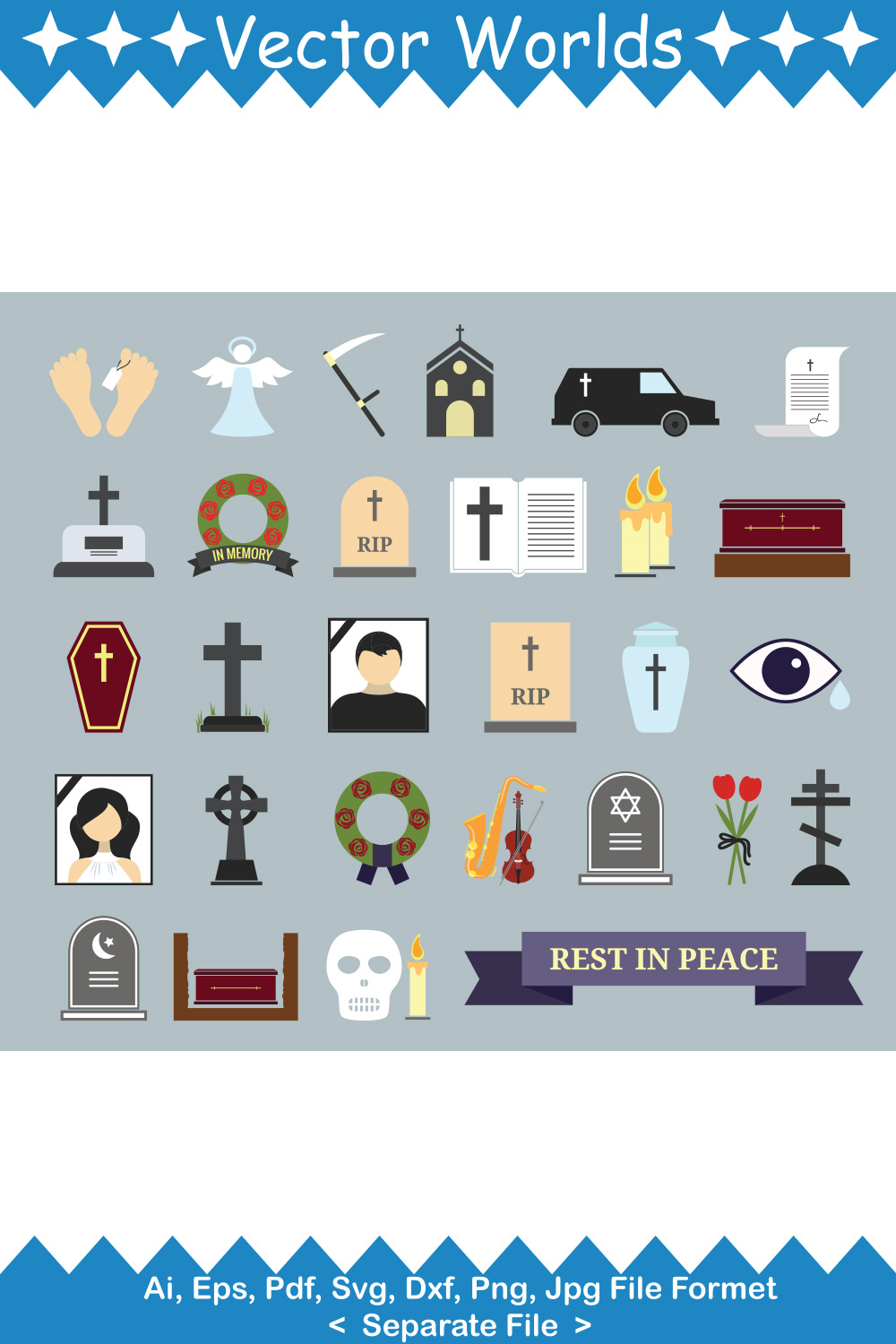 Tombstone Icon SVG Vector Design pinterest preview image.