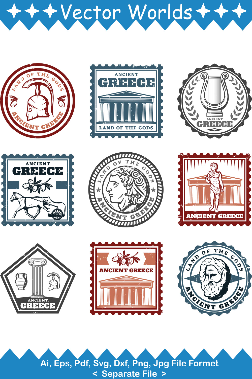 Ancient Greece Label SVG Vector Design pinterest preview image.