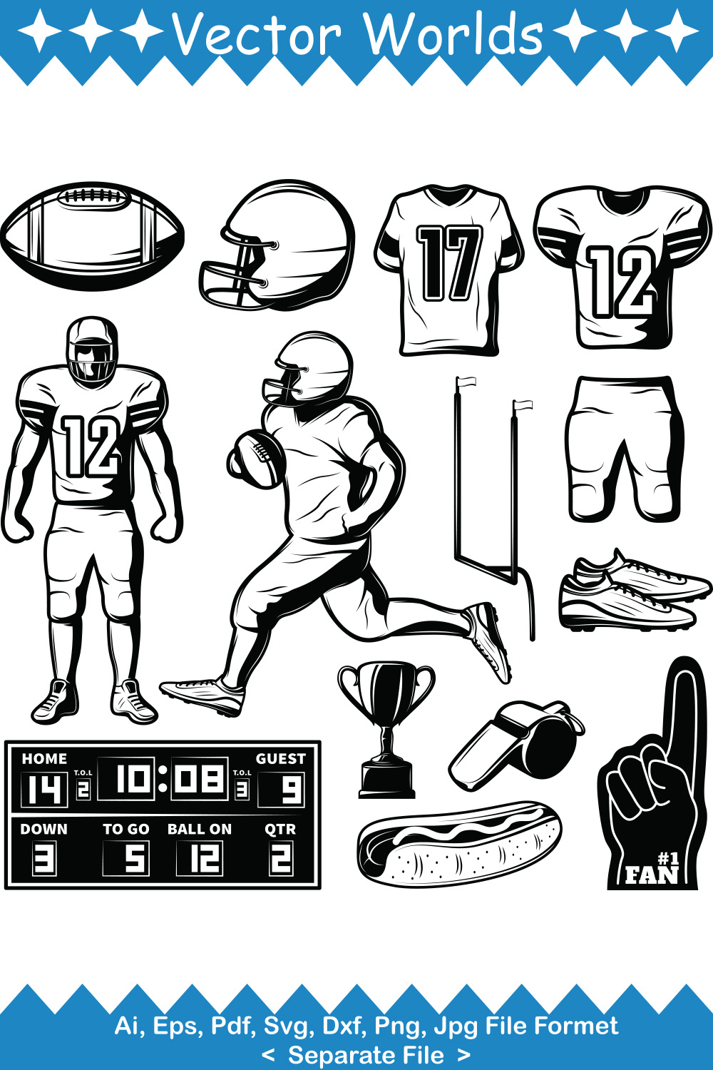 American Football Element SVG Vector Design pinterest preview image.