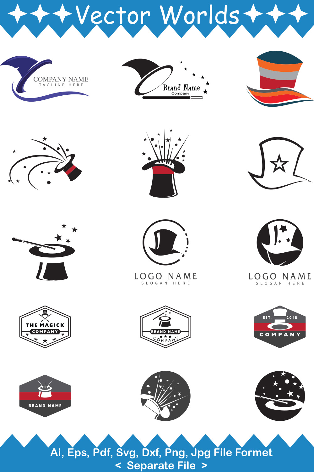 Magic Hat Logo SVG Vector Design pinterest preview image.