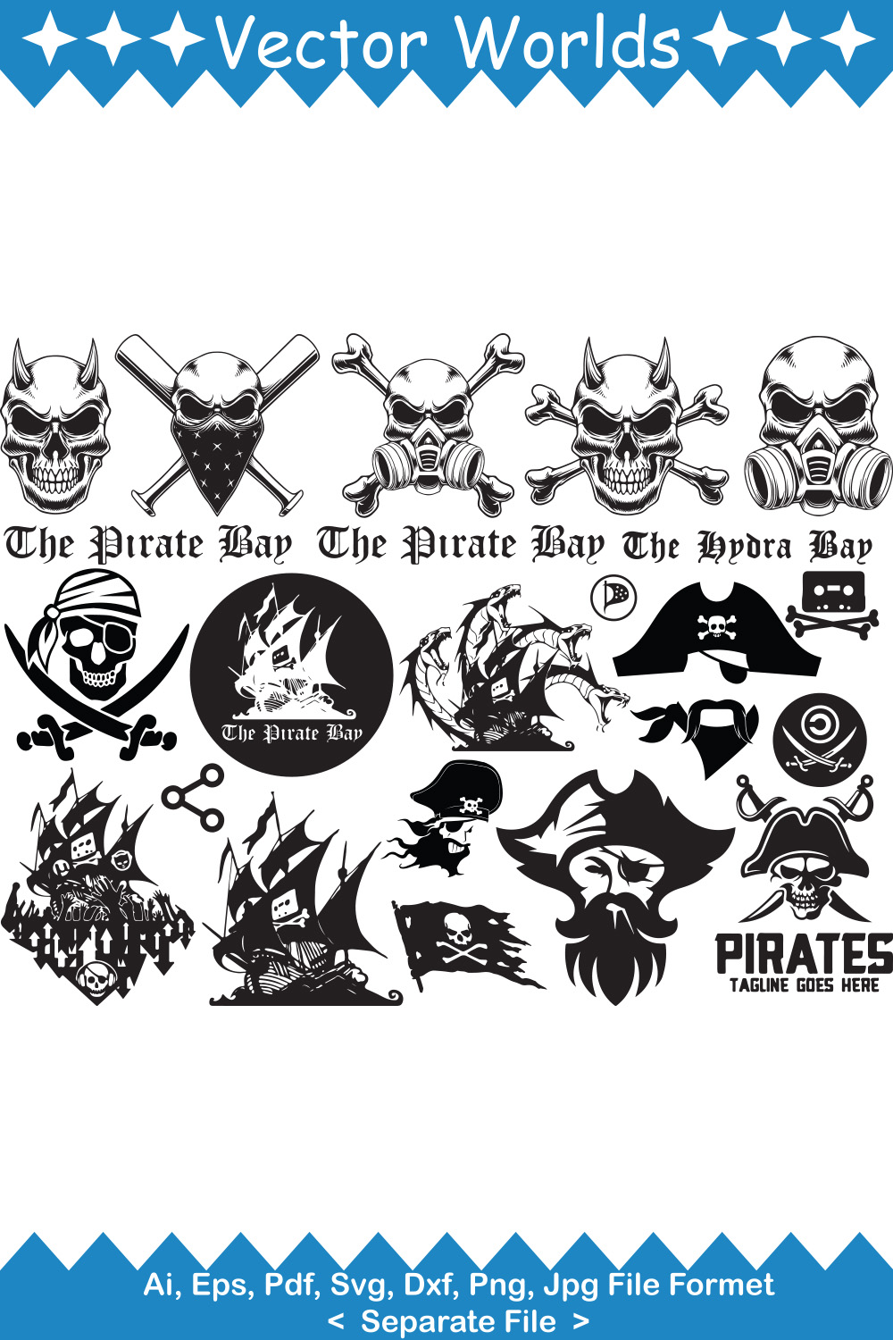The Pirate Logo SVG Vector Design pinterest preview image.