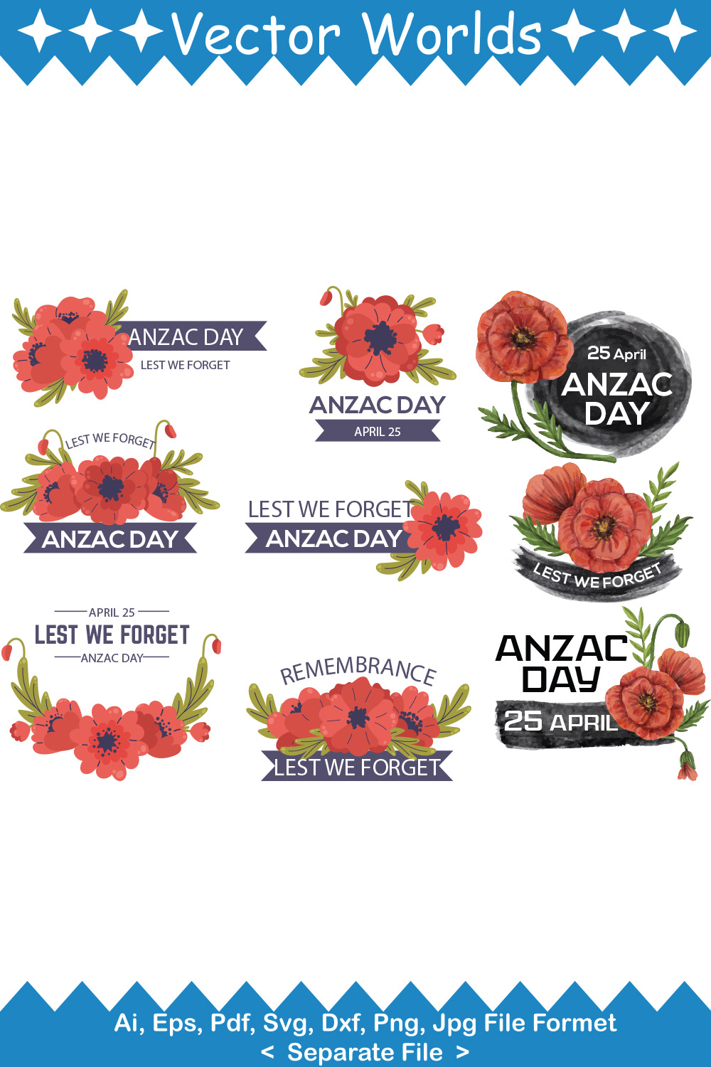 Remembrance Day SVG Vector Design pinterest preview image.