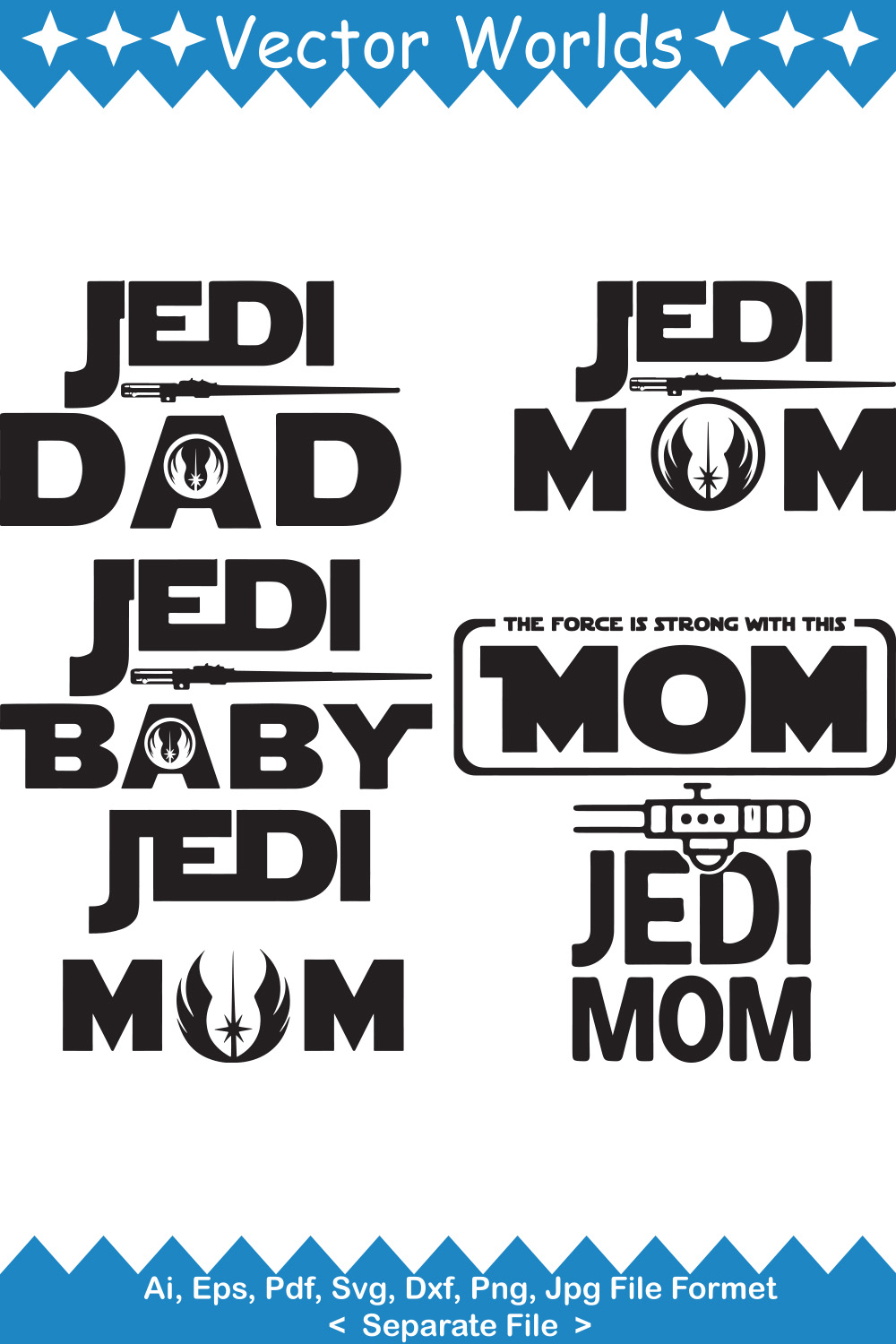 Jedi Mom SVG Vector Design pinterest preview image.