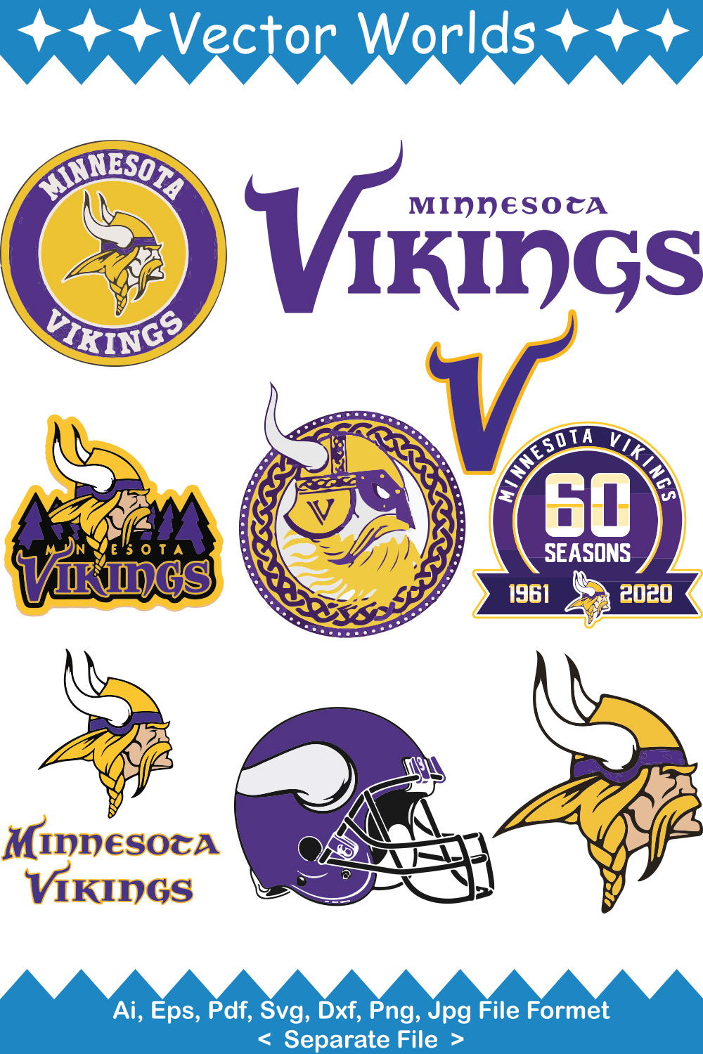 Minnesota Vikings Logo SVG Vector Design pinterest preview image.
