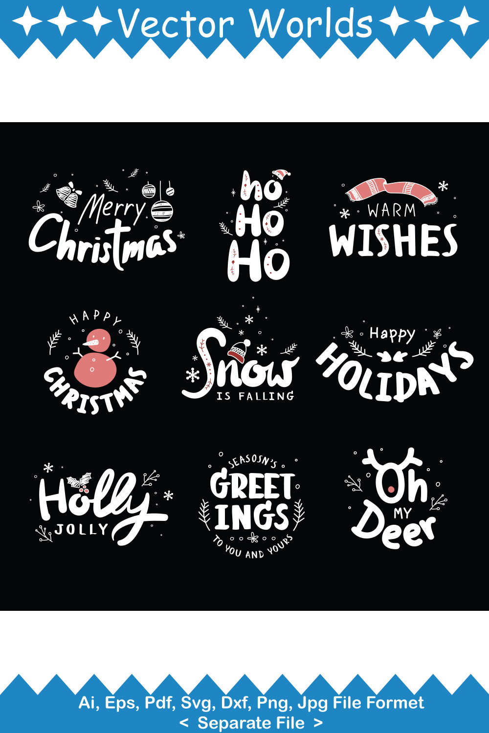 Happy Christmas Day SVG Vector Design pinterest preview image.