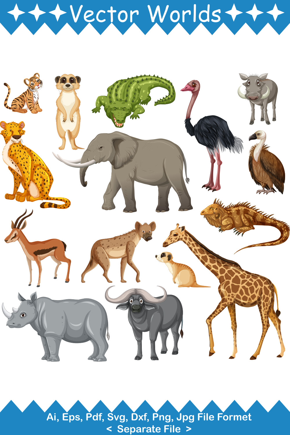 Wild Animals SVG Vector Design pinterest preview image.