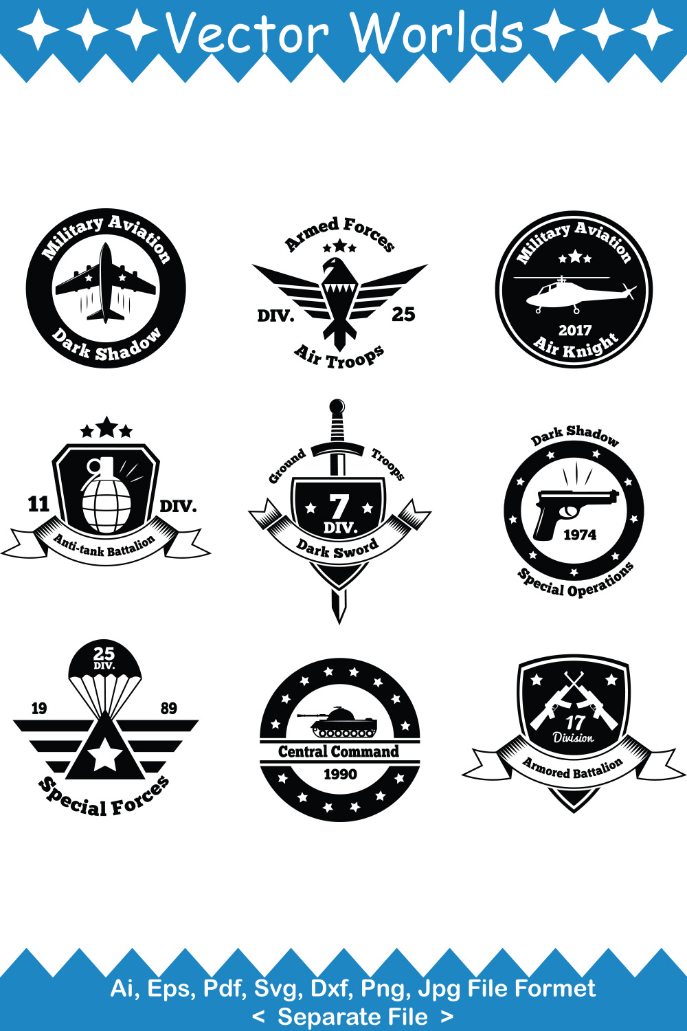 Military Logo SVG Vector Design pinterest preview image.