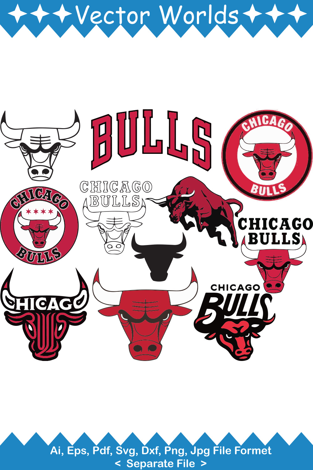 Chicago Bulls logo SVG Vector Design pinterest preview image.